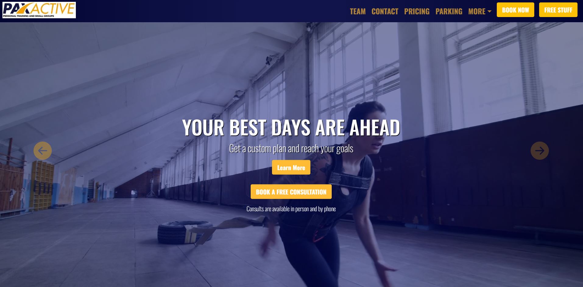 PAX Active Fitness website